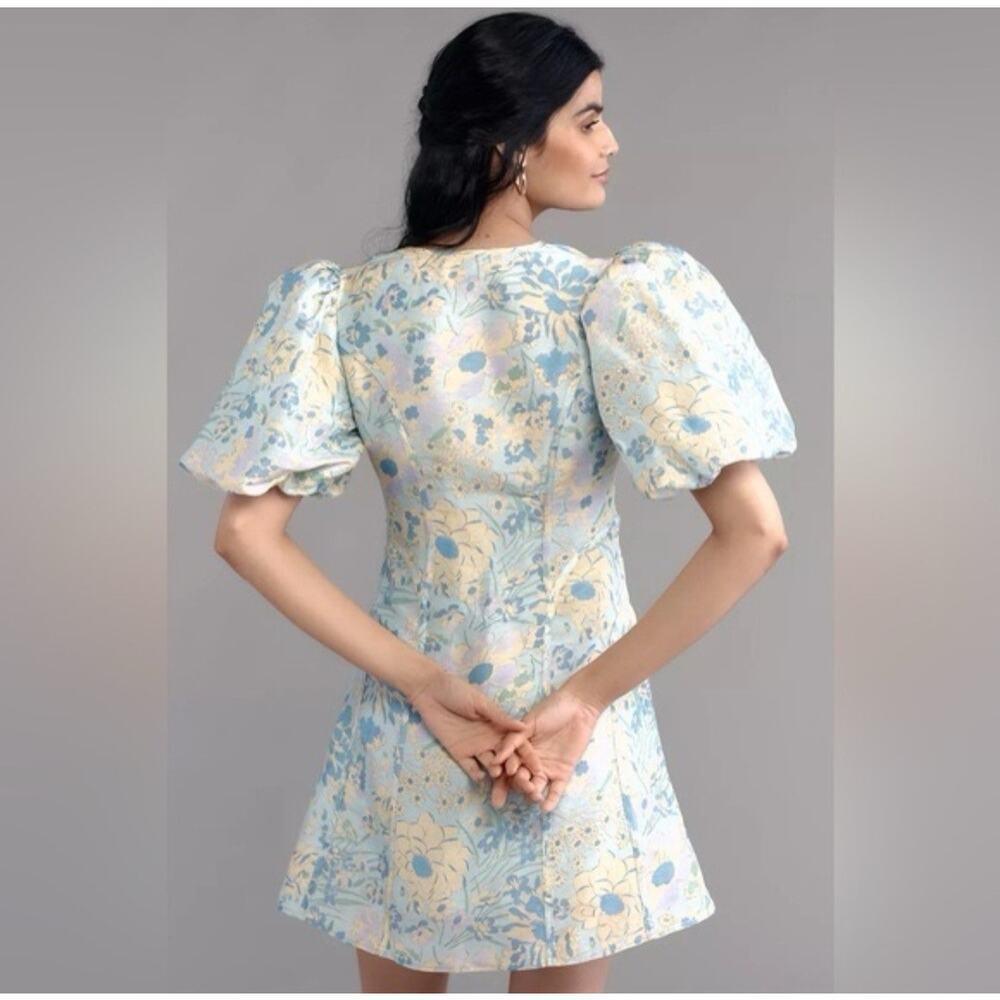 Anthropologie Lovaan Adeline Floral Linen Silk Blend Mini Dress Size US 6 - Picture 2 of 9